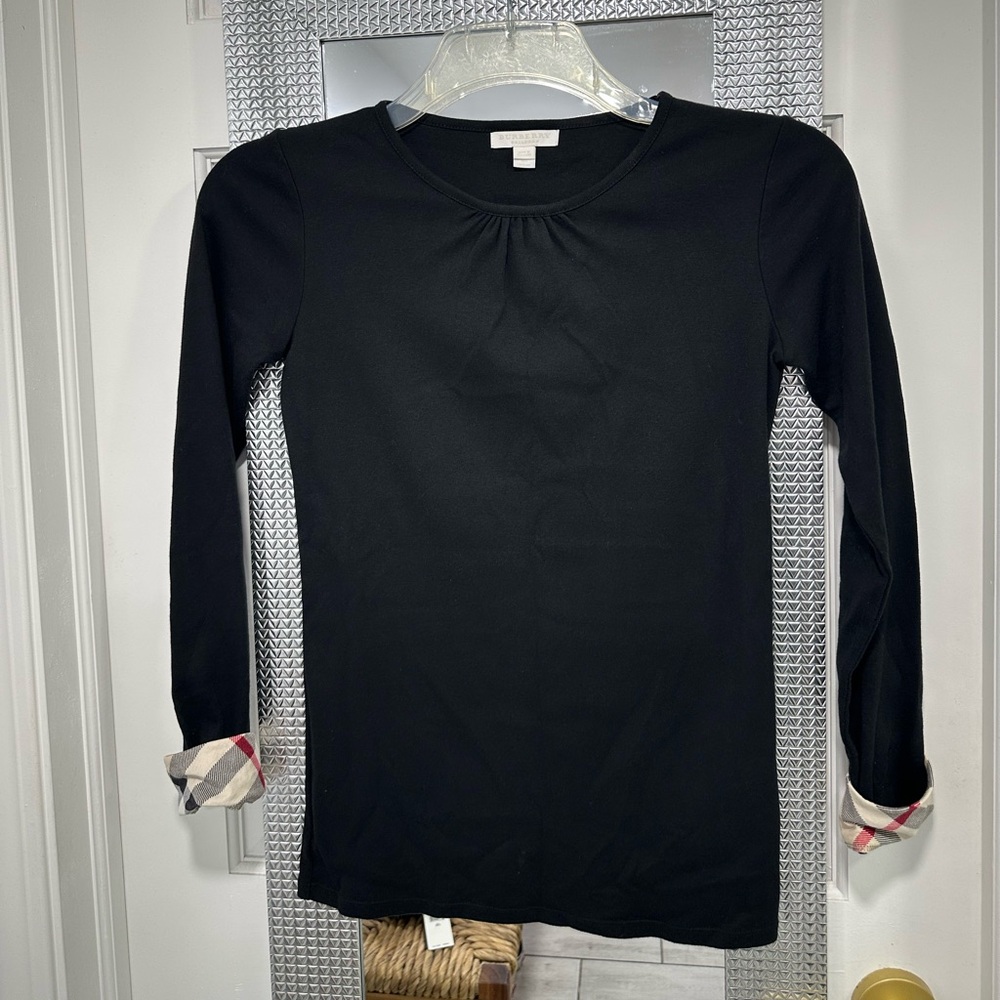 Burberry Black Long Sleeve Tee with Signature Check Cuff